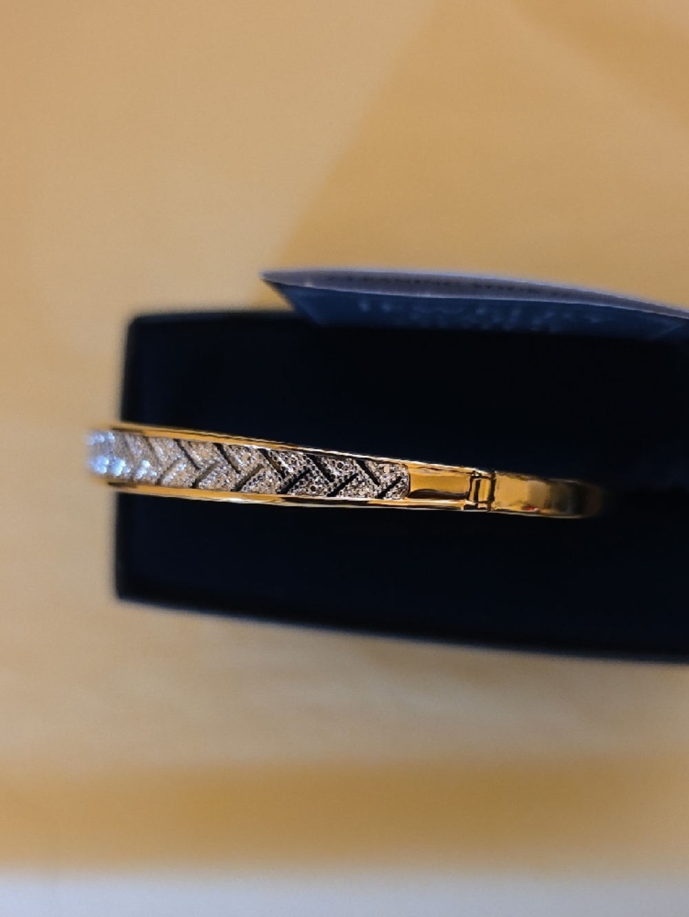Danbury Mint Gold-Tone Crystal Chevron Bangle Bracelet - Gold - Picture 5 of 6